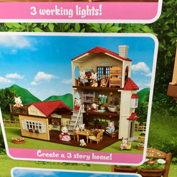 Calico Critters Red Roof Country Home & Snow Rabbit Family - Picture 4 of 13